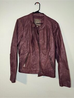 Maurices Plum Faux Leather Moto Jacket